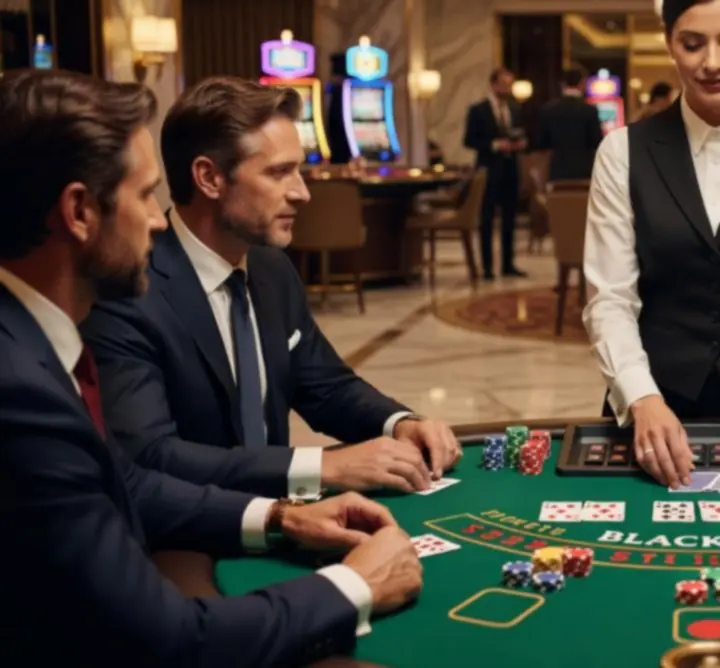 Stół blackjack w trakcie eventu kasynowego zorganizowanego przez Book  REPO Dariusz Kwapień