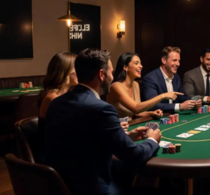 Stół pokerowy podczas eleganckiego wieczoru kasynowego zorganizowanego przez Book  REPO Dariusz Kwapień